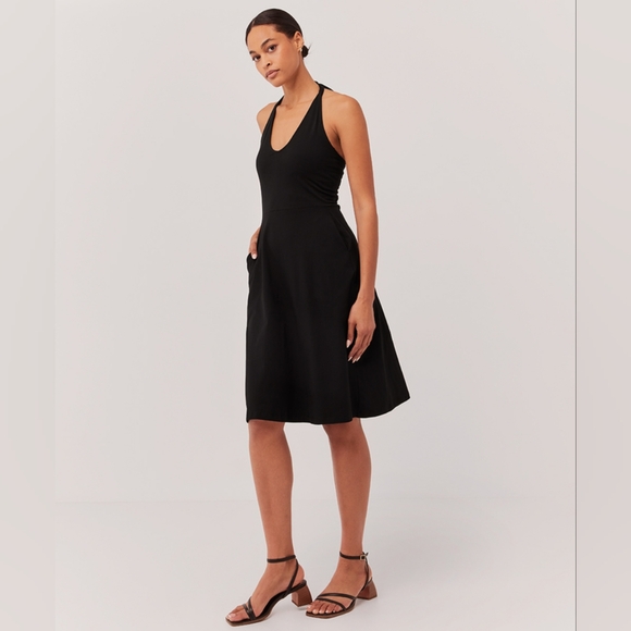 NWT Pact organic black fit and flare halter dress size small - Picture 3 of 5